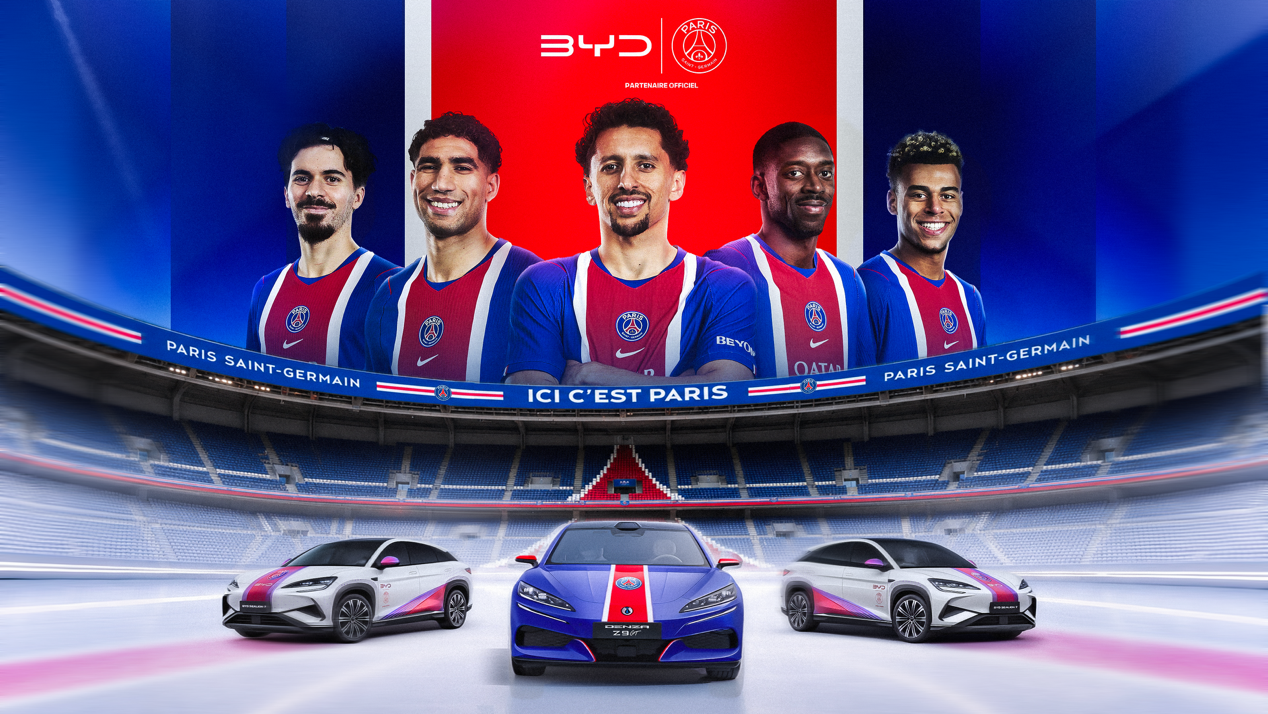 Paris Saint-Germain Players with BYD Cars